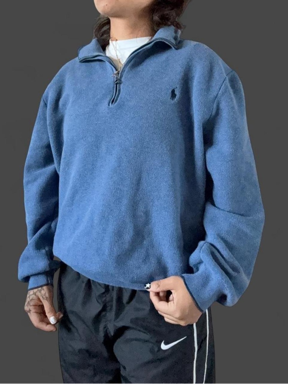 Men’s Polo Ralph Lauren blue cotton quarter zip sweatshirt XXL #preppy #dates